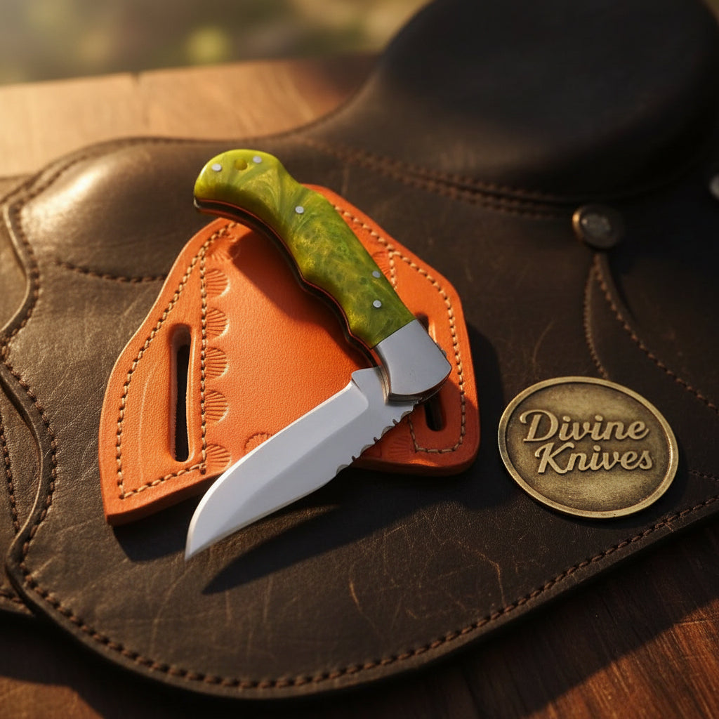 Lime Green Resin Lockback Pocket Knife with product detail, view 3