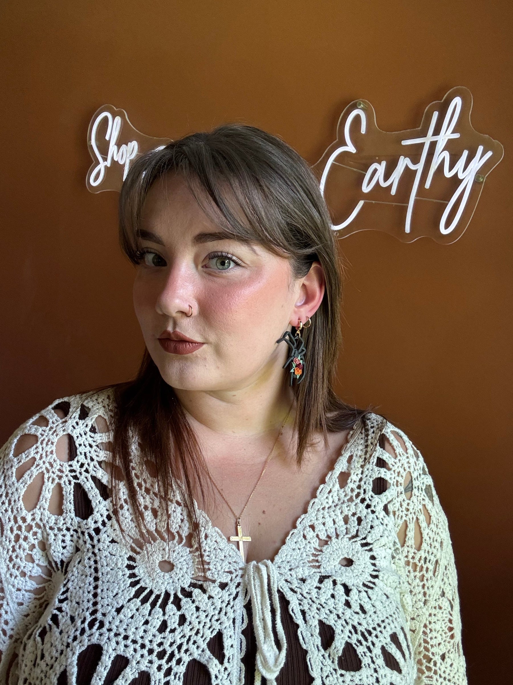 Floral Spider Earrings