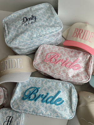 Pink + Blue Toile - Bride Large Bag detail view by KenzKustomz