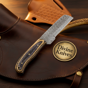 Dual-Tone Pakkawood Bone Bull Cutter with Stacked Handle Design detail view by Divine Knives