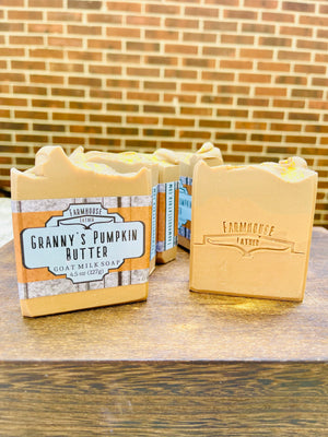 Farmhouse Lather Grannys Pumpkin Butter Goat Milk Soap image 3 for Southern handmade bath and body gifts