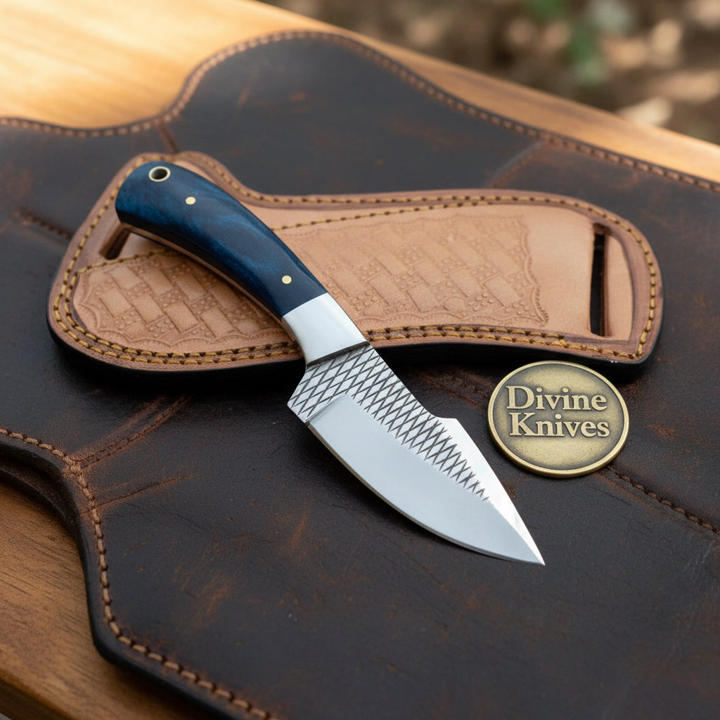 Rasp Blue Resin Skinner with Textured Blade product detail, view 4