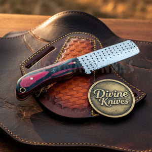 Multicolor Pakkawood Rasp Bull Cutter Knife With Full Tang Blade