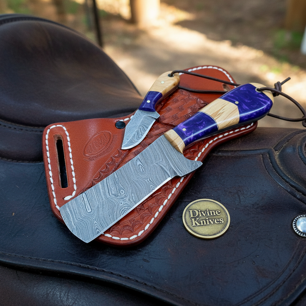 Purple Resin Bull Cutter Knife Set by Divine Knives