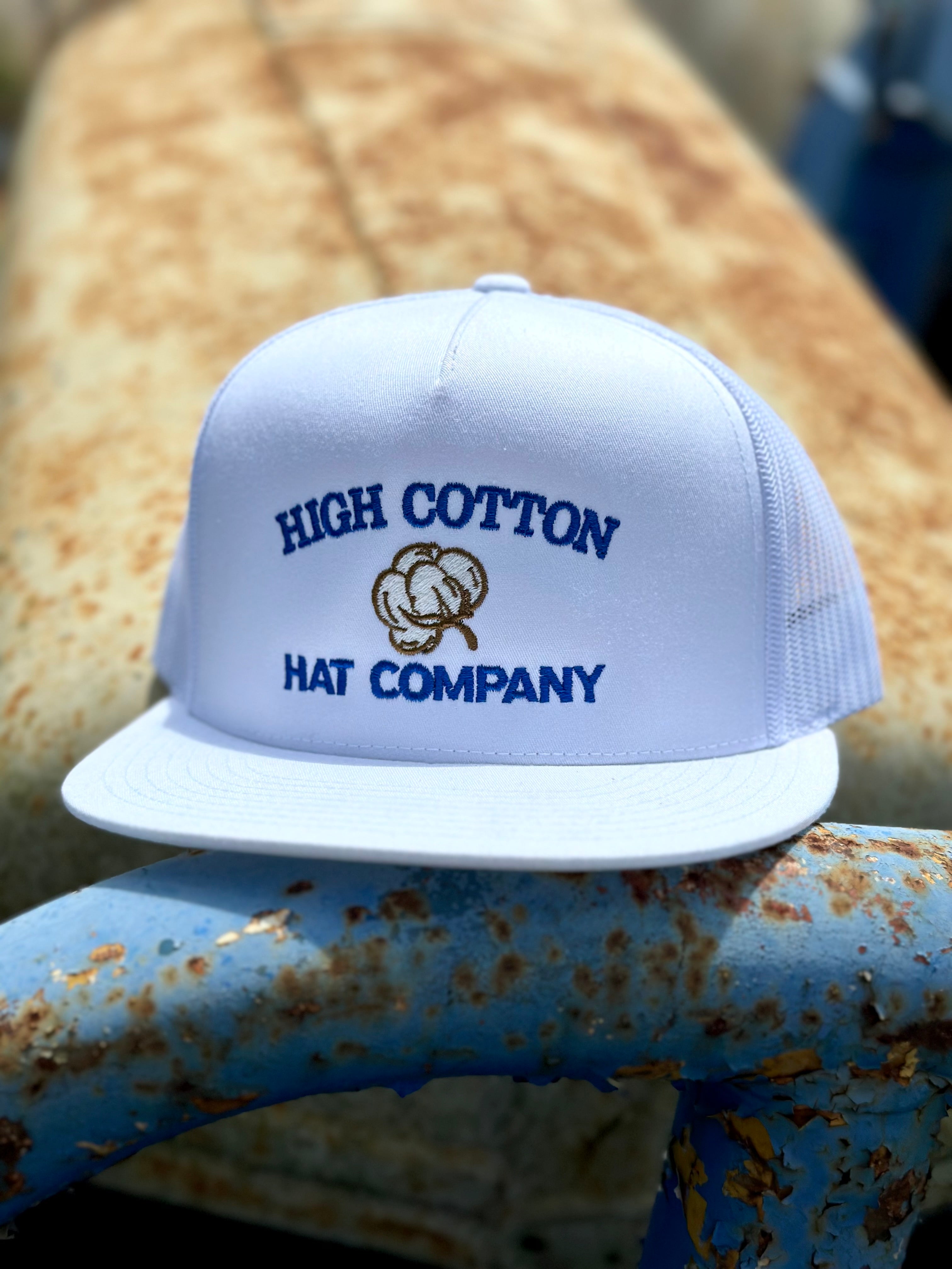 Cotton Top White Flat Bill Hat by High Cotton Hat Co in Texas