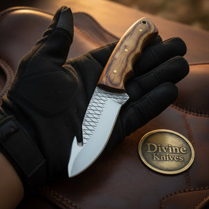 Hand-Forged Rasp Steel Wood Gut Hook Knife product detail, view 2