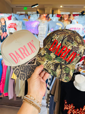 Darlin' Pink Washed Leopard Trucker Hat detail view by Southern Bliss Company