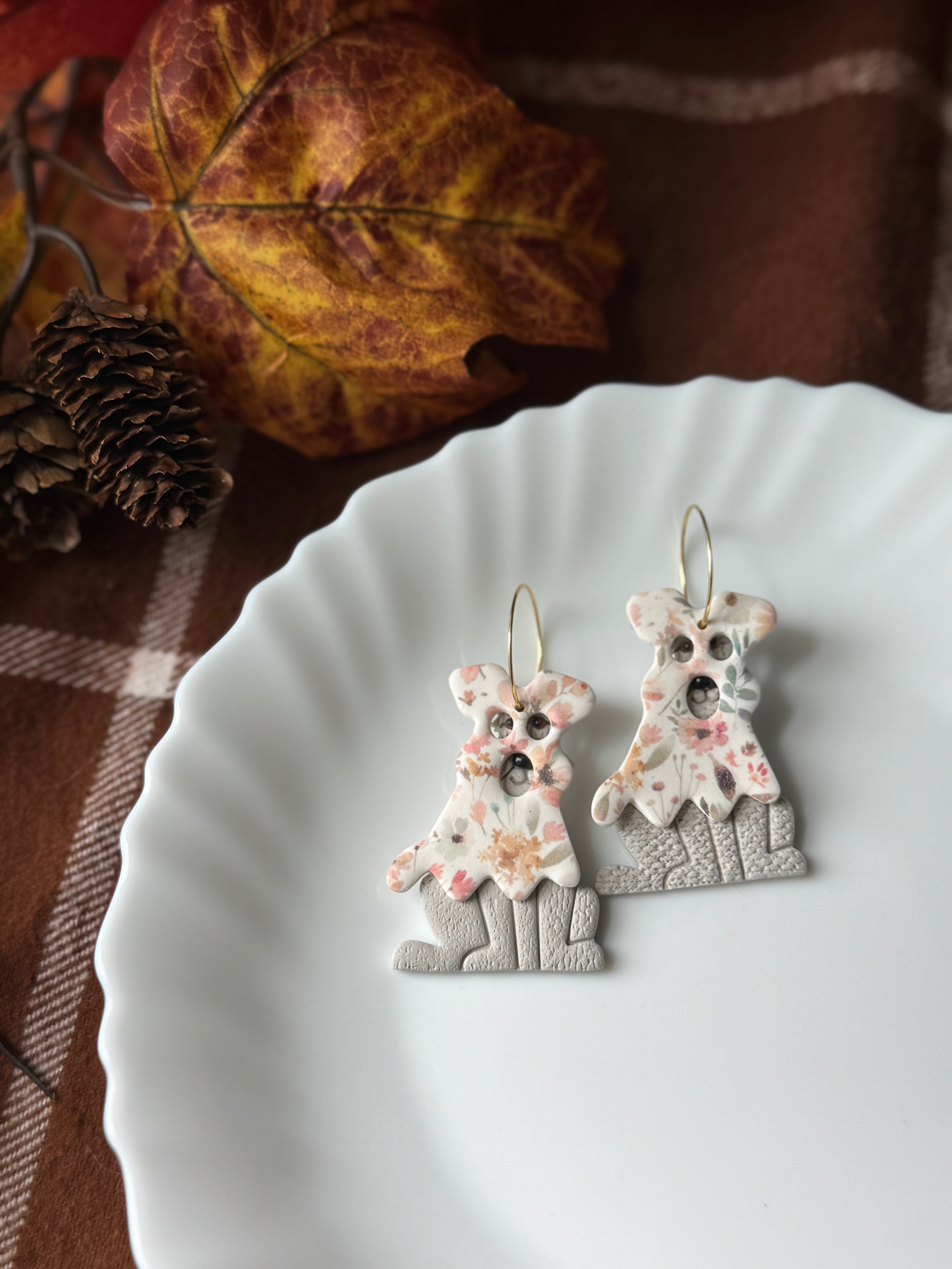 Ghost Dogs handmade polymer clay earrings by Shop Something Earthy — view 1 of 3