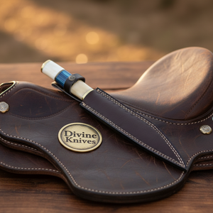 Hybrid Handle Broken-Back Seax Knife with Bone and Blue Accent Handle