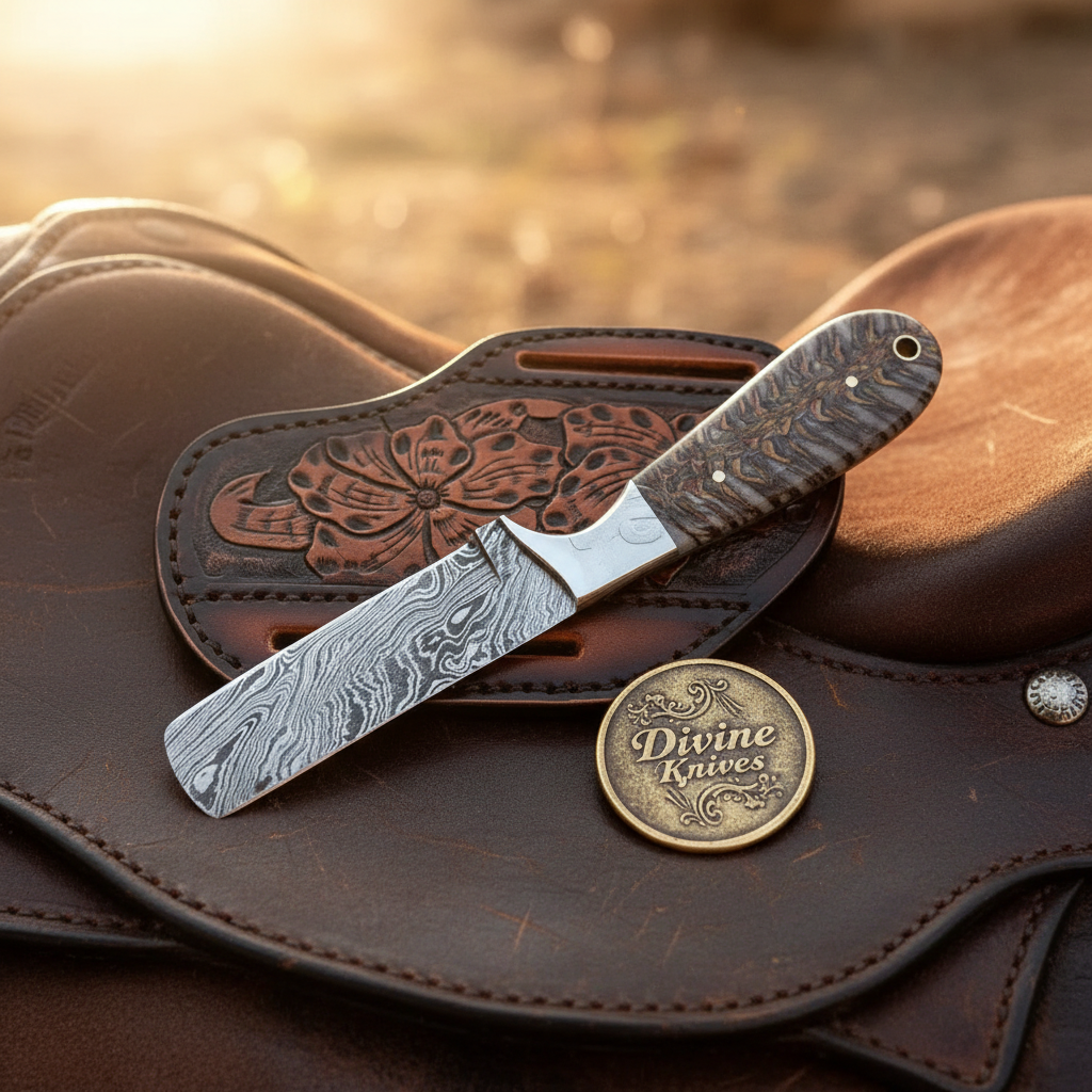 Pine Cone Resin Bull Cutter Knife for Working Cowboys and Collectors