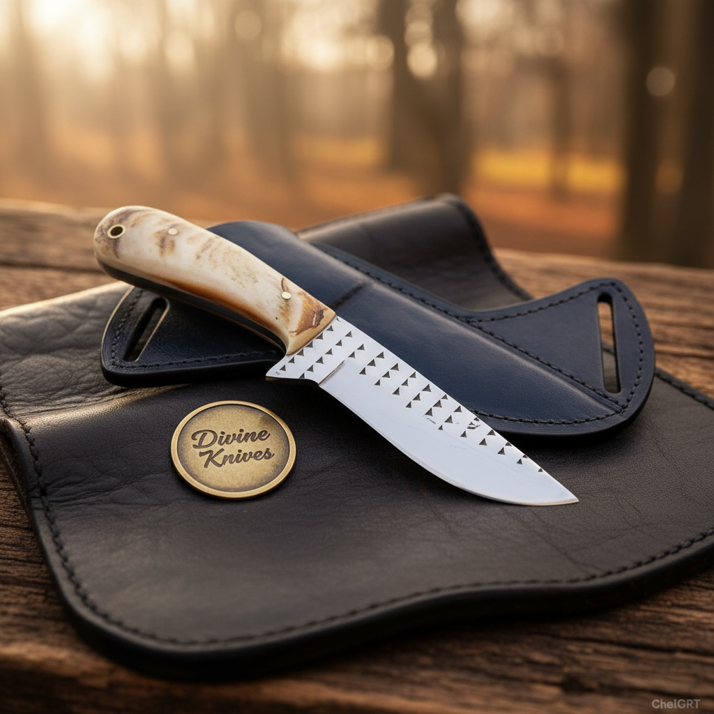 Bone Handle Cowboy Skinner with Pyramid File by Divine Knives