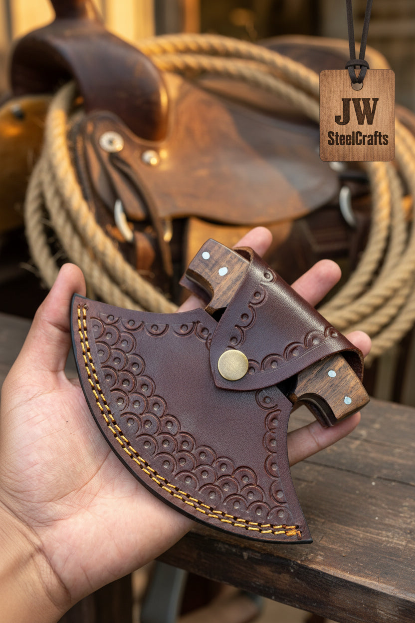 Custom Ulu Knife Damascus Steel Blade Efficient Kitchen Knife detail view by JW SteelCrafts