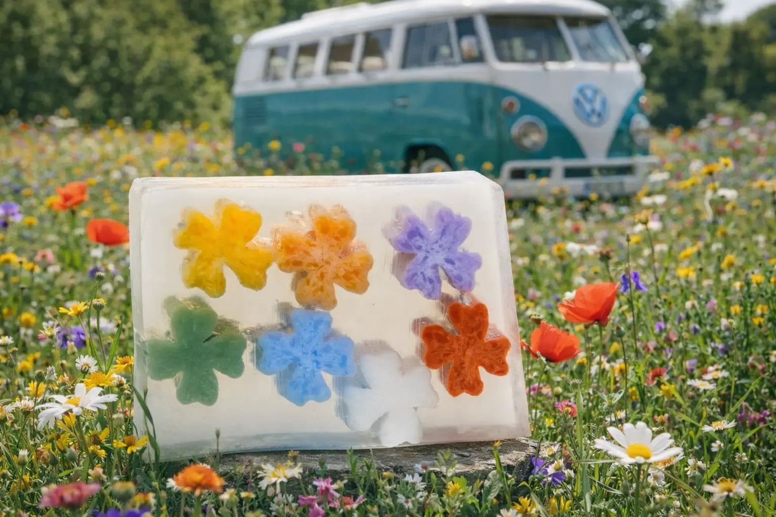 Flower Child Soap Slice 5.5 Oz. by Essential Journeys, natural skincare detail photo 6