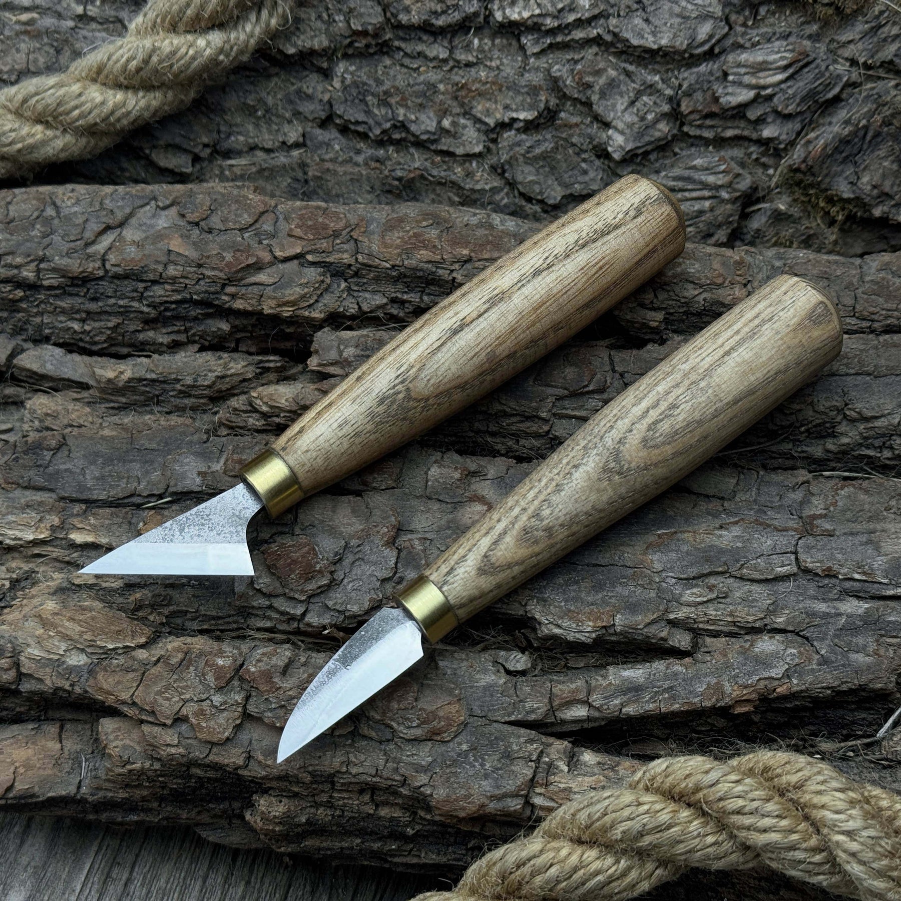 2-Piece Chip Carving Knife Set detail view by Sharky Forged Steel Tools