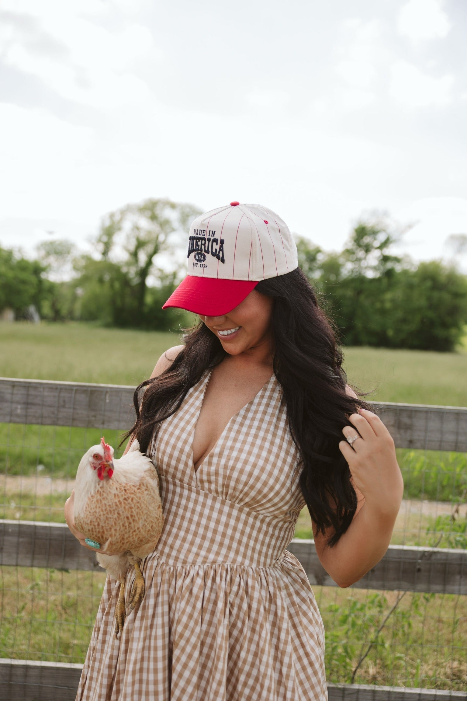 Made in America - Red Stripe Vintage Trucker Hat by KenzKustomz, Southern lifestyle apparel detail photo 2