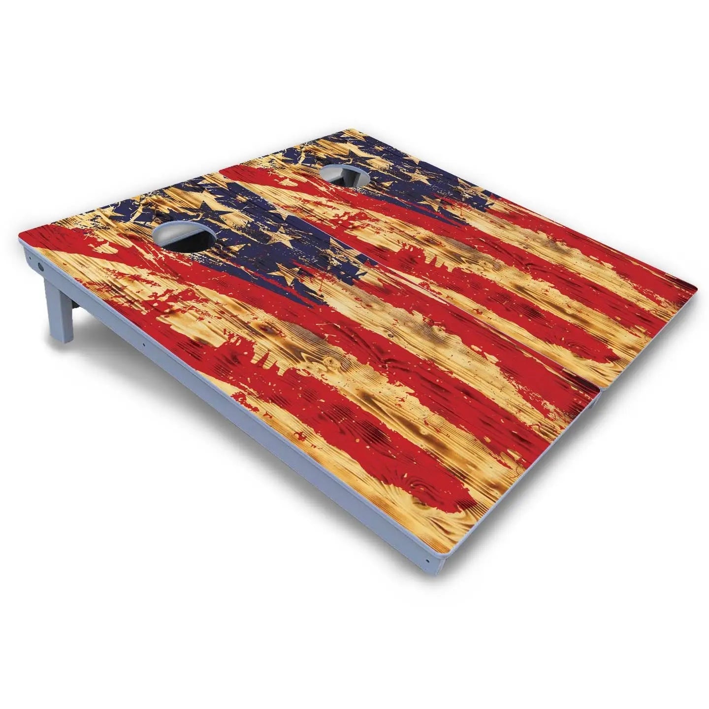 Faded Brush Burnt Flag Cornhole Boards - All Weather Series by Cornhole Solutions, custom cornhole board detail photo 3