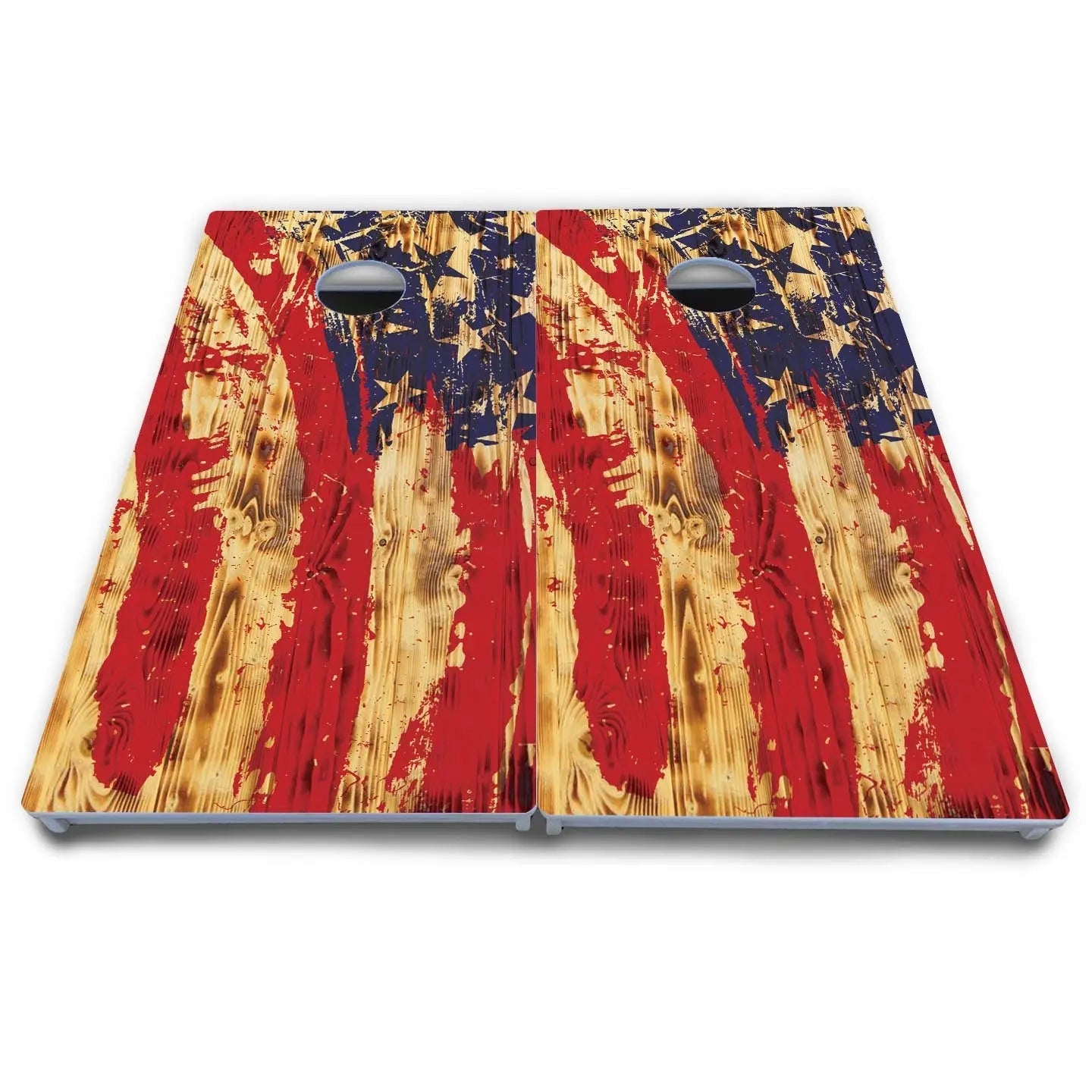 Faded Brush Burnt Flag Cornhole Boards - All Weather Series by Cornhole Solutions, custom cornhole board detail photo 4