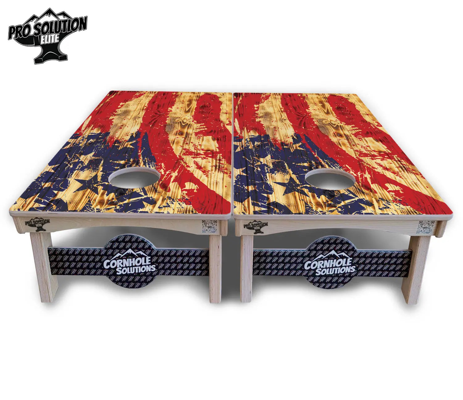 Faded Brush Burnt Flag Cornhole Boards - Pro Solution Elite Series by Cornhole Solutions, custom cornhole board detail photo 3