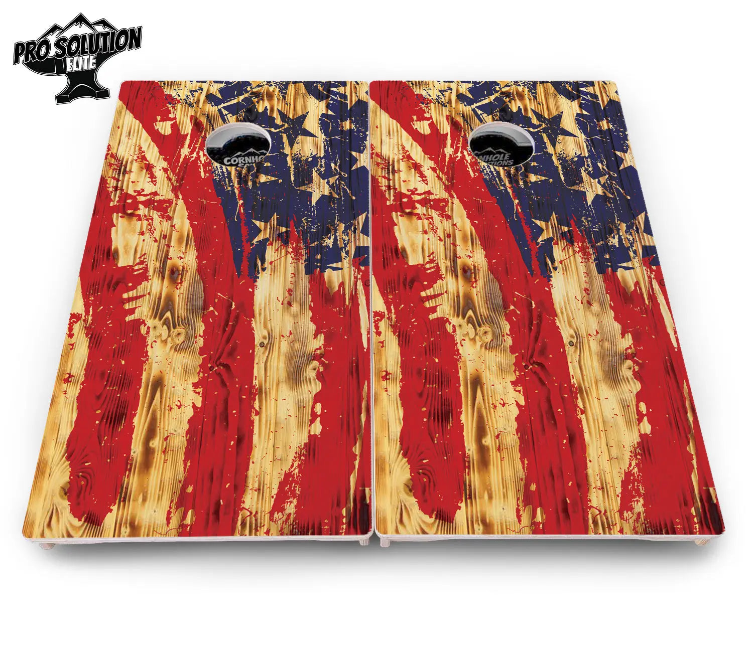 Faded Brush Burnt Flag Cornhole Boards - Pro Solution Elite Series by Cornhole Solutions, custom cornhole board detail photo 4