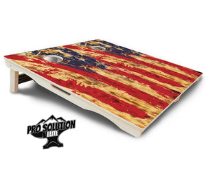 Faded Brush Burnt Flag Cornhole Boards - Pro Solution Elite Series by Cornhole Solutions, custom cornhole board detail photo 5