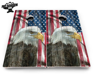 Faded Eagle Flag Cornhole Boards - Pro Solution Elite Series by Cornhole Solutions, custom cornhole board detail photo 4