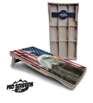 Faded Eagle Flag Cornhole Boards - Pro Solution Lite Series by Cornhole Solutions, custom cornhole board main product photo
