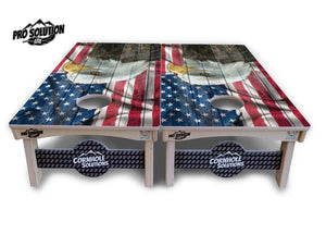 Faded Eagle Flag Cornhole Boards - Pro Solution Lite Series by Cornhole Solutions, custom cornhole board detail photo 4