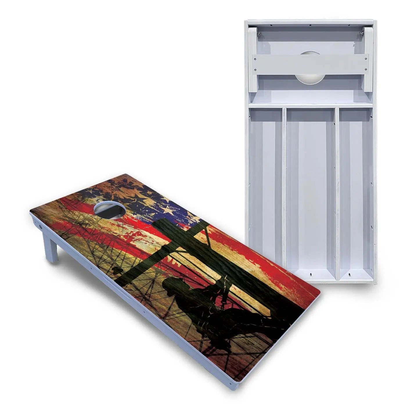 Faded Lineman Cornhole Boards - All Weather Series by Cornhole Solutions, custom cornhole board main product photo