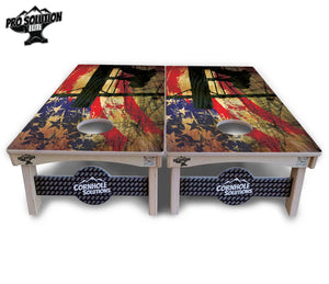 Faded Lineman Flag Cornhole Boards - Pro Solution Elite Series by Cornhole Solutions, custom cornhole board detail photo 3