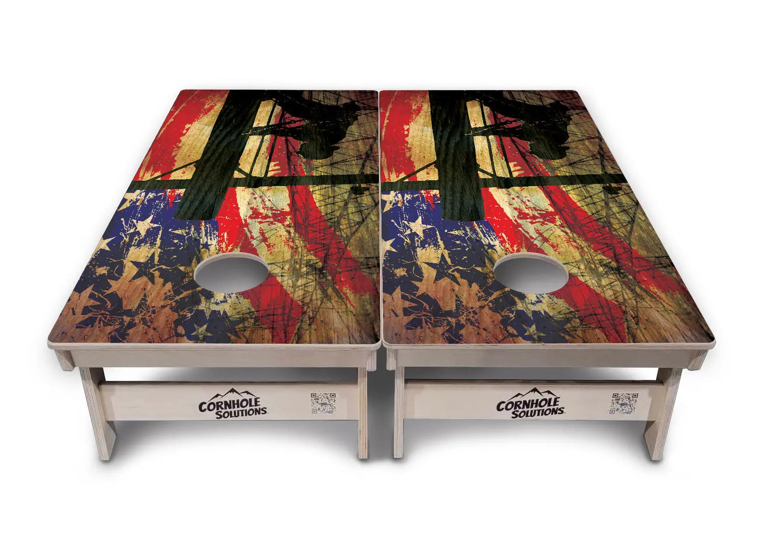 Faded Lineman Flag Cornhole Boards - Professional Tournament Series by Cornhole Solutions, custom cornhole board detail photo 2