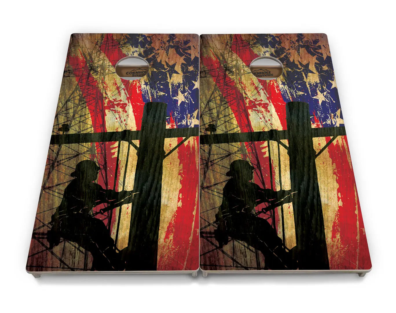 Faded Lineman Flag Cornhole Boards - Professional Tournament Series by Cornhole Solutions, custom cornhole board detail photo 4