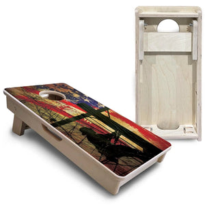 Faded Lineman Flag - Mini or Vacation Size Cornhole Boards by Cornhole Solutions, custom cornhole board detail photo 9