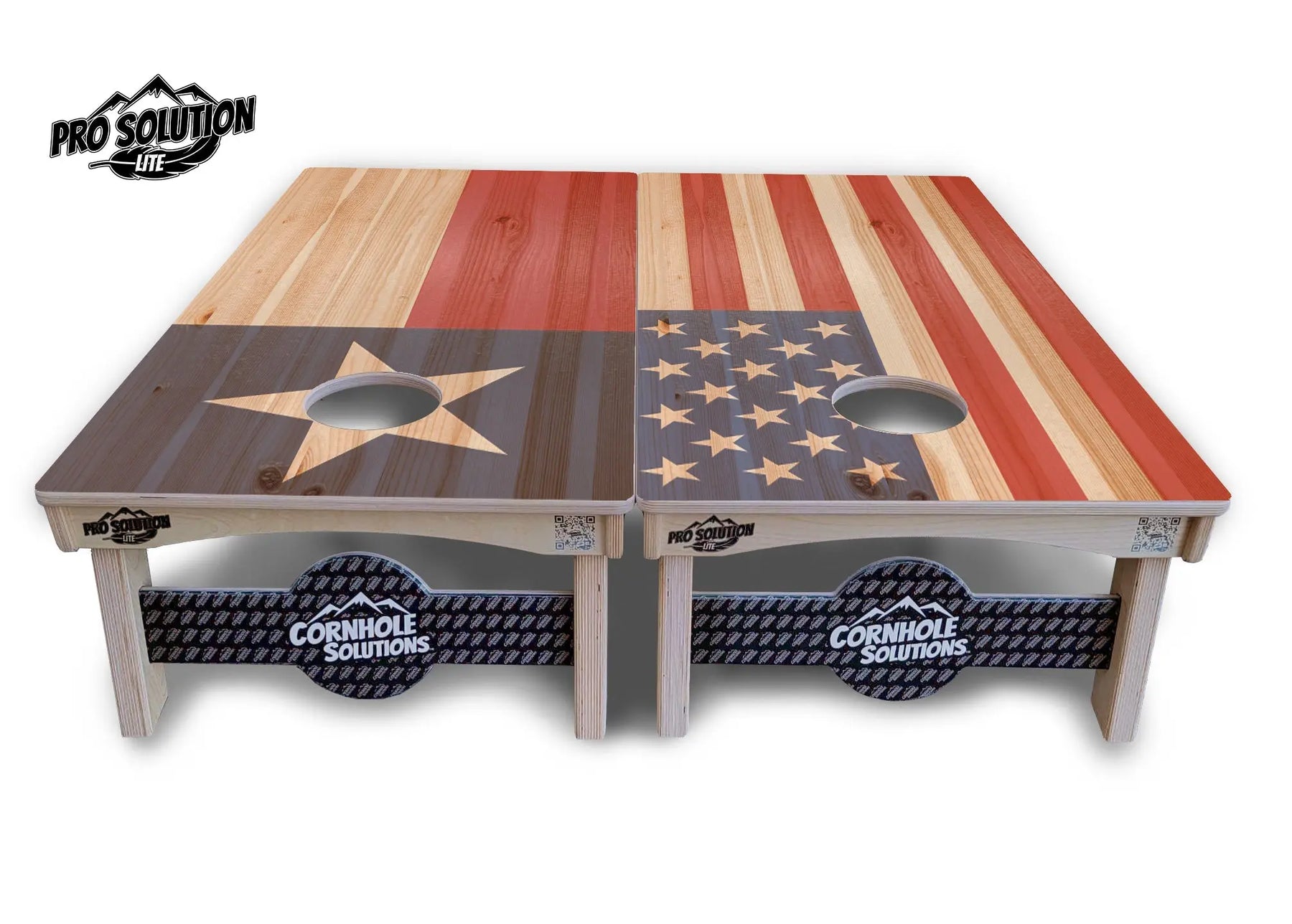 Faded USA/TX Flag Cornhole Boards - Pro Solution Lite Series by Cornhole Solutions, custom cornhole board detail photo 2