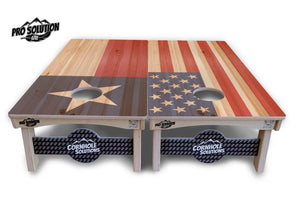Faded USA/TX Flag Cornhole Boards - Pro Solution Lite Series by Cornhole Solutions, custom cornhole board detail photo 2