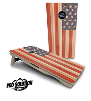 Faded USA/TX Flag Cornhole Boards - Pro Solution Lite Series by Cornhole Solutions, custom cornhole board detail photo 5