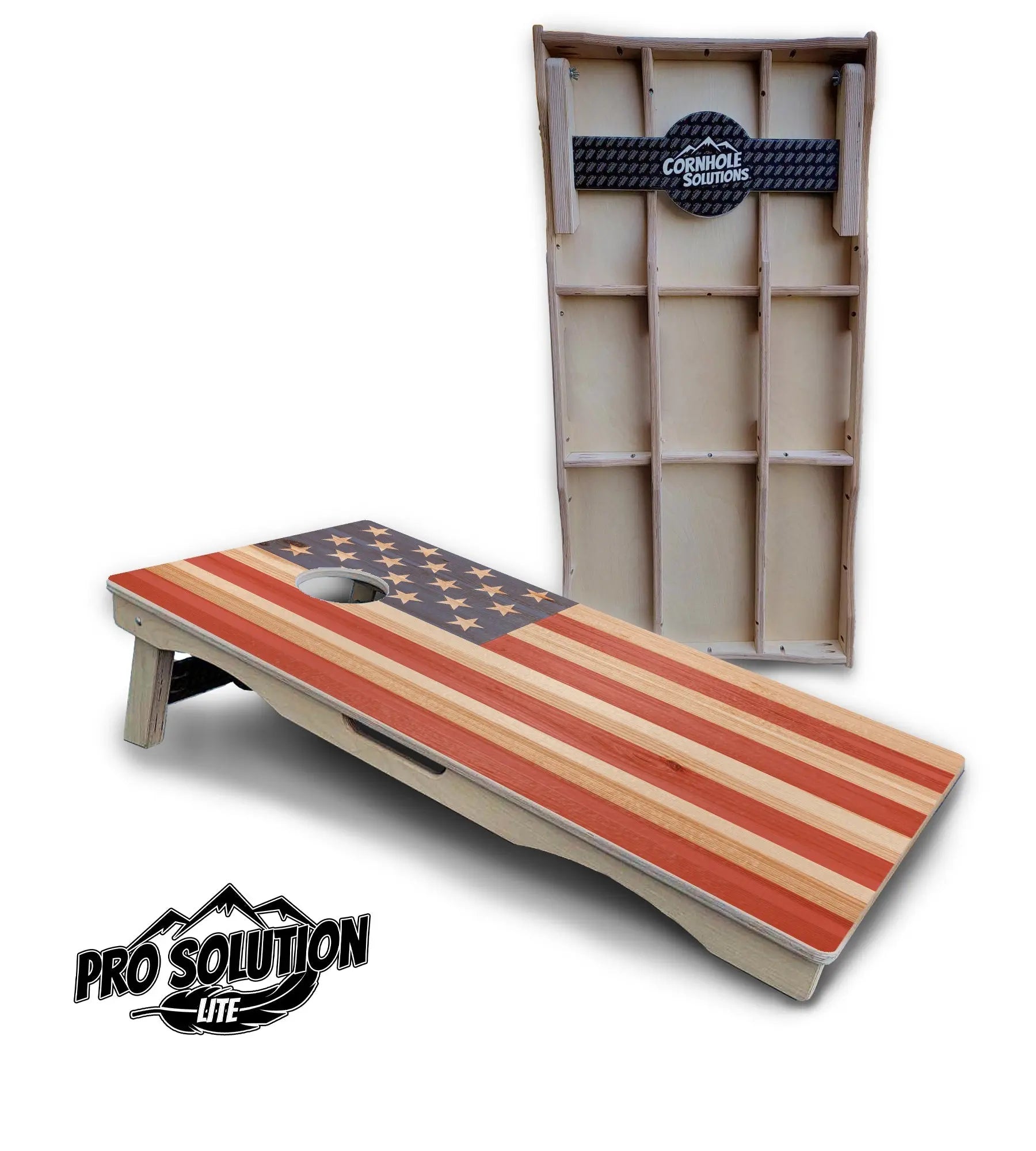 Faded USA/TX Flag Cornhole Boards - Pro Solution Lite Series by Cornhole Solutions, custom cornhole board detail photo 6