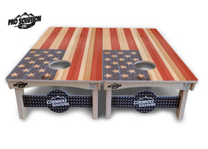 Faded USA/TX Flag Cornhole Boards - Pro Solution Lite Series by Cornhole Solutions, custom cornhole board detail photo 7