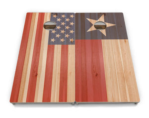 Faded USA/TX Flag Cornhole Boards - Professional Tournament Series by Cornhole Solutions, custom cornhole board detail photo 2