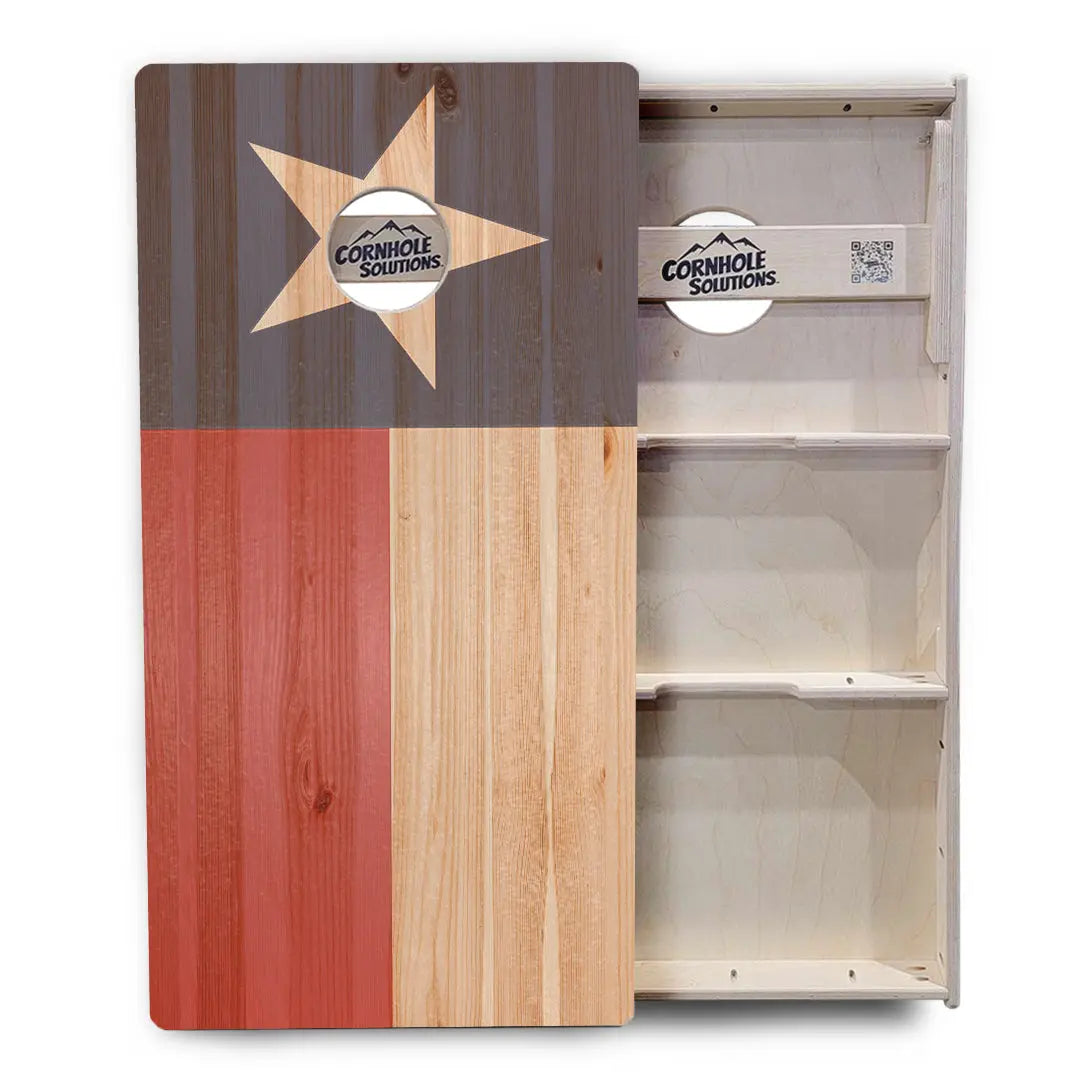 Faded USA/TX Flag Cornhole Boards - Professional Tournament Series by Cornhole Solutions, custom cornhole board detail photo 4