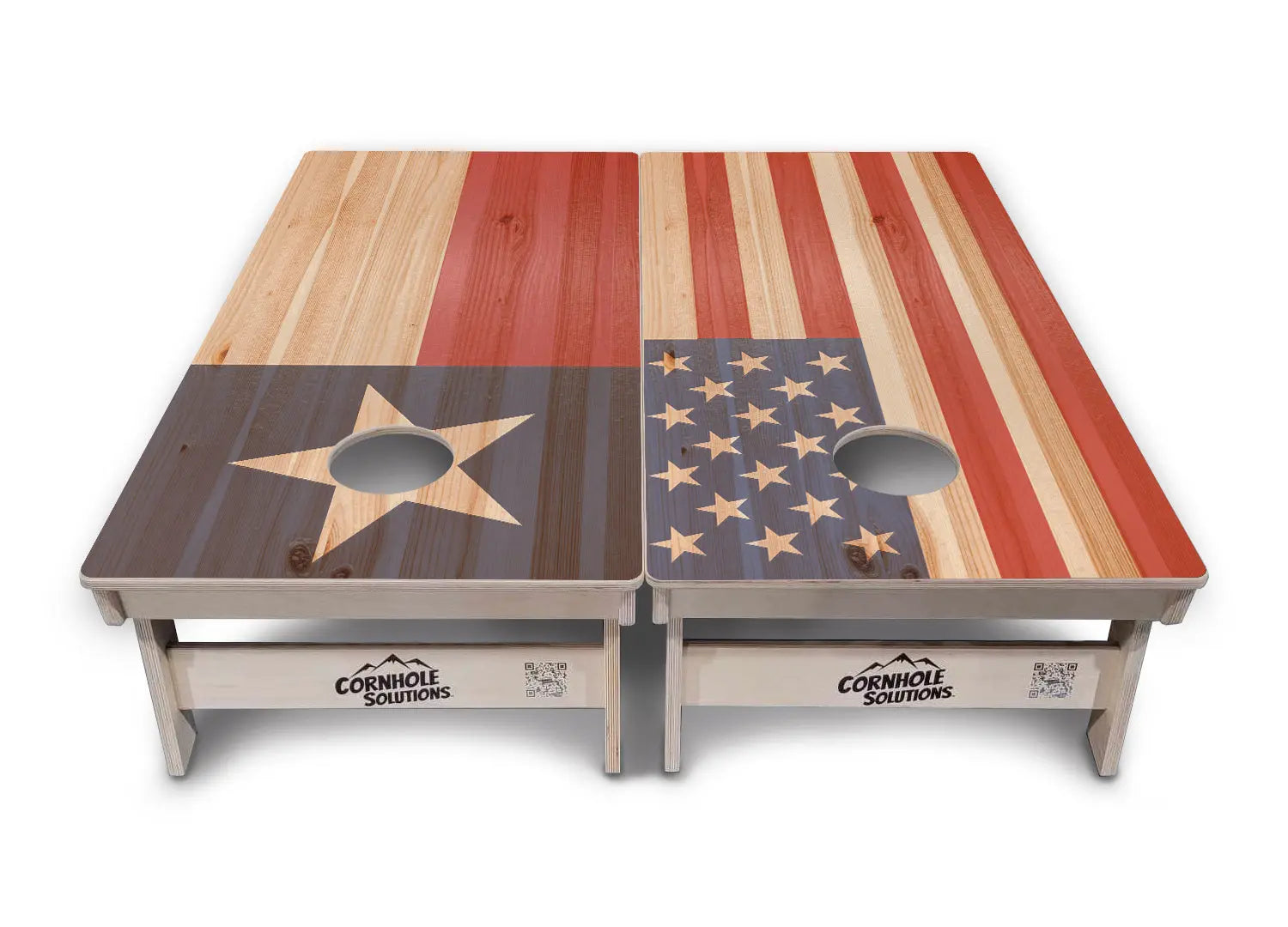 Faded USA/TX Flag Cornhole Boards - Professional Tournament Series by Cornhole Solutions, custom cornhole board detail photo 8
