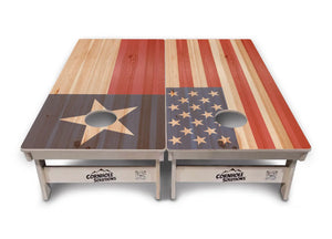 Faded USA/TX Flag Cornhole Boards - Professional Tournament Series by Cornhole Solutions, custom cornhole board detail photo 8