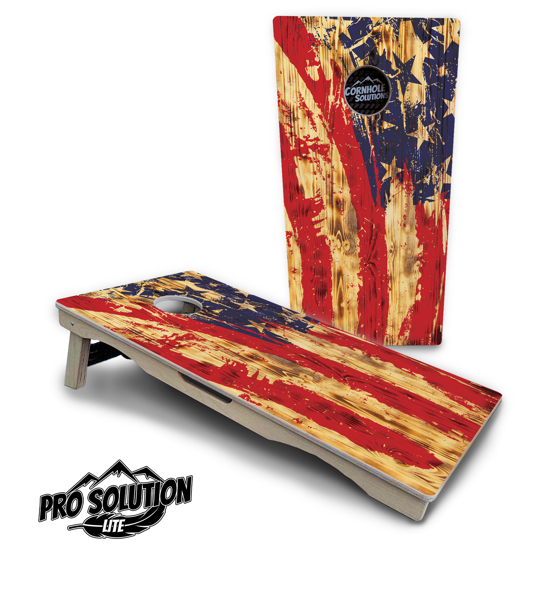 Faded Brush Flag Cornhole Boards - Pro Solution Lite Series by Cornhole Solutions, custom cornhole board detail photo 4