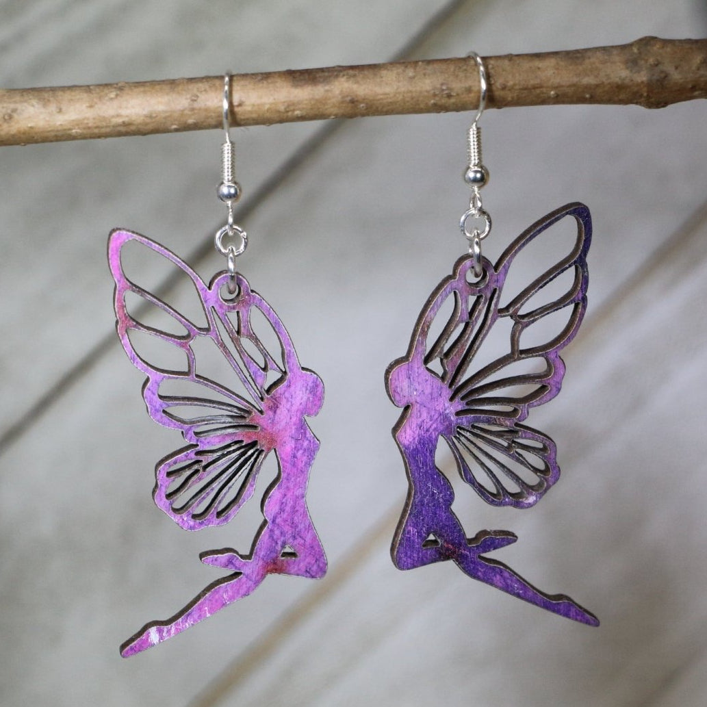 Fairy Wooden Earrings | Fantasy Magical Creature Jewelry by Cate's Concepts, LLC