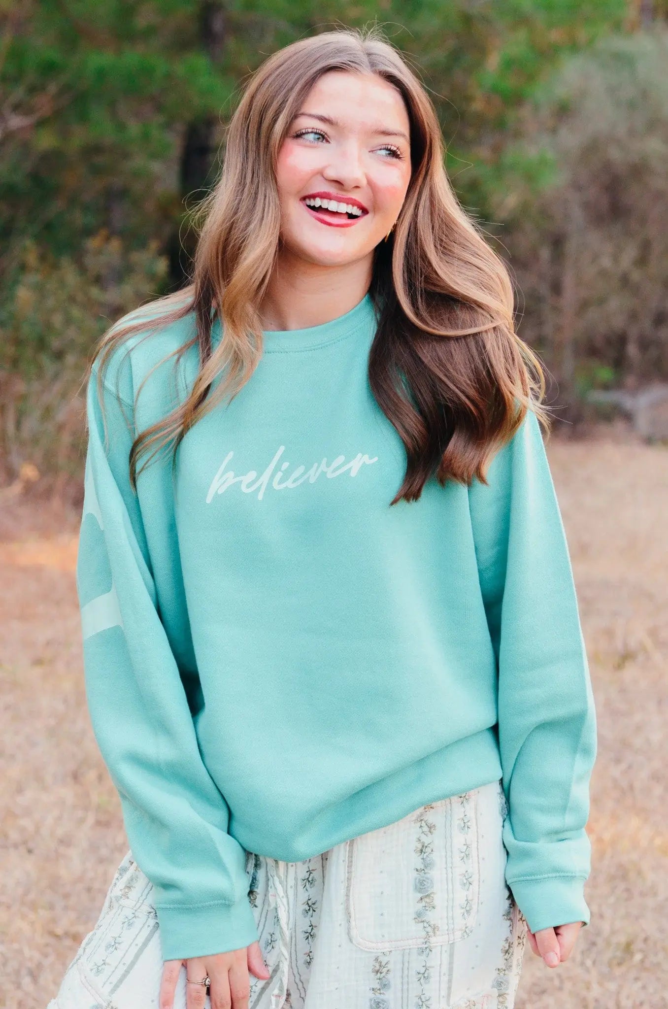 Faith Teal Sweatshirt by Southern Bliss Company, Southern food gift detail photo 6