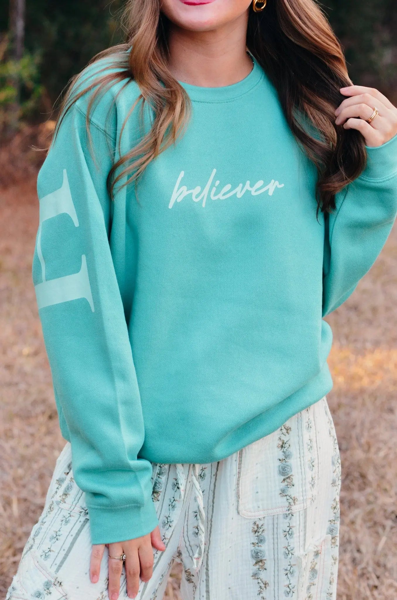 Faith Teal Sweatshirt by Southern Bliss Company, Southern food gift detail photo 8