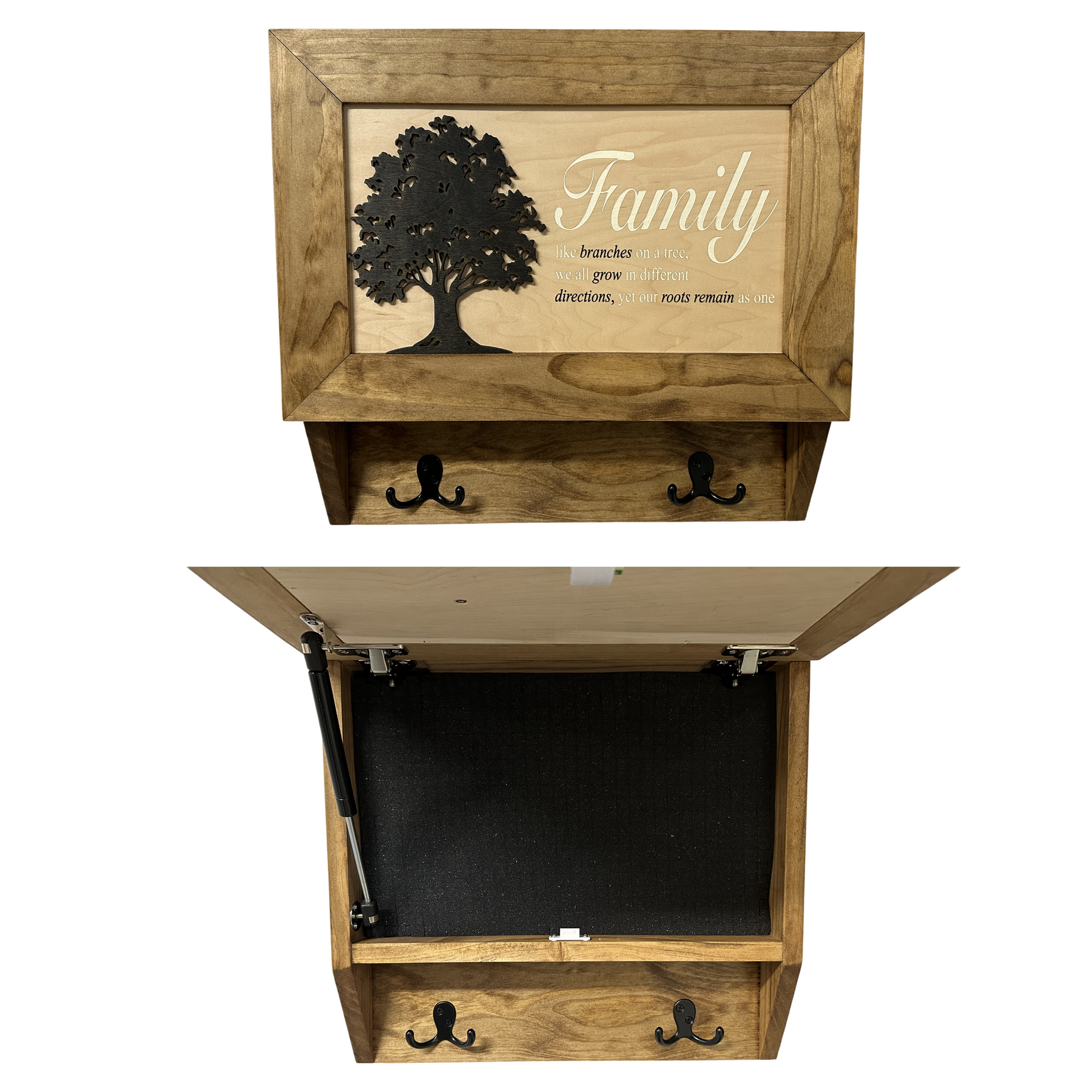 Family Tree Gun Safe Coat Rack - Handcrafted Wooden Gun Cabinets - Gun Shelf Hidden Storage for Rifles, Shotguns, & Handguns - Quick Access Hidden Wal by Bellewood Designs
