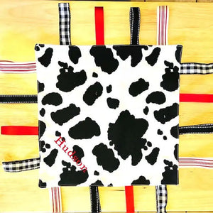 Farm Animal Taggy Blanket by East Mississippi Creations, children's boutique clothing detail photo 2