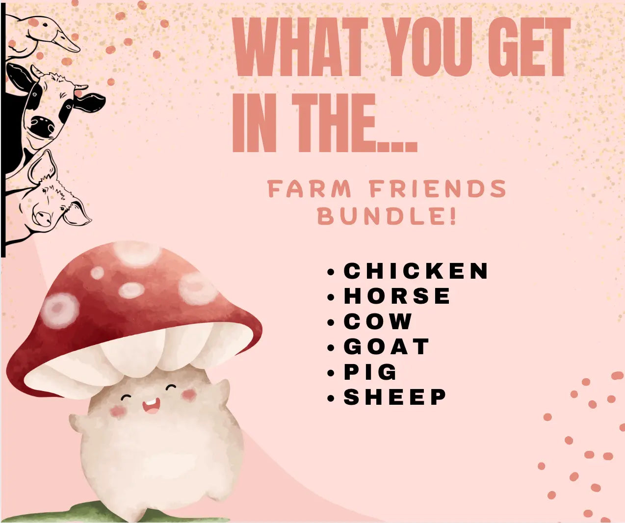 Farm Friends Mini Fidget Toy Bundle | 3D Printed Farm Animal Toys by Mushroom Lady Co, paper gift detail photo 3