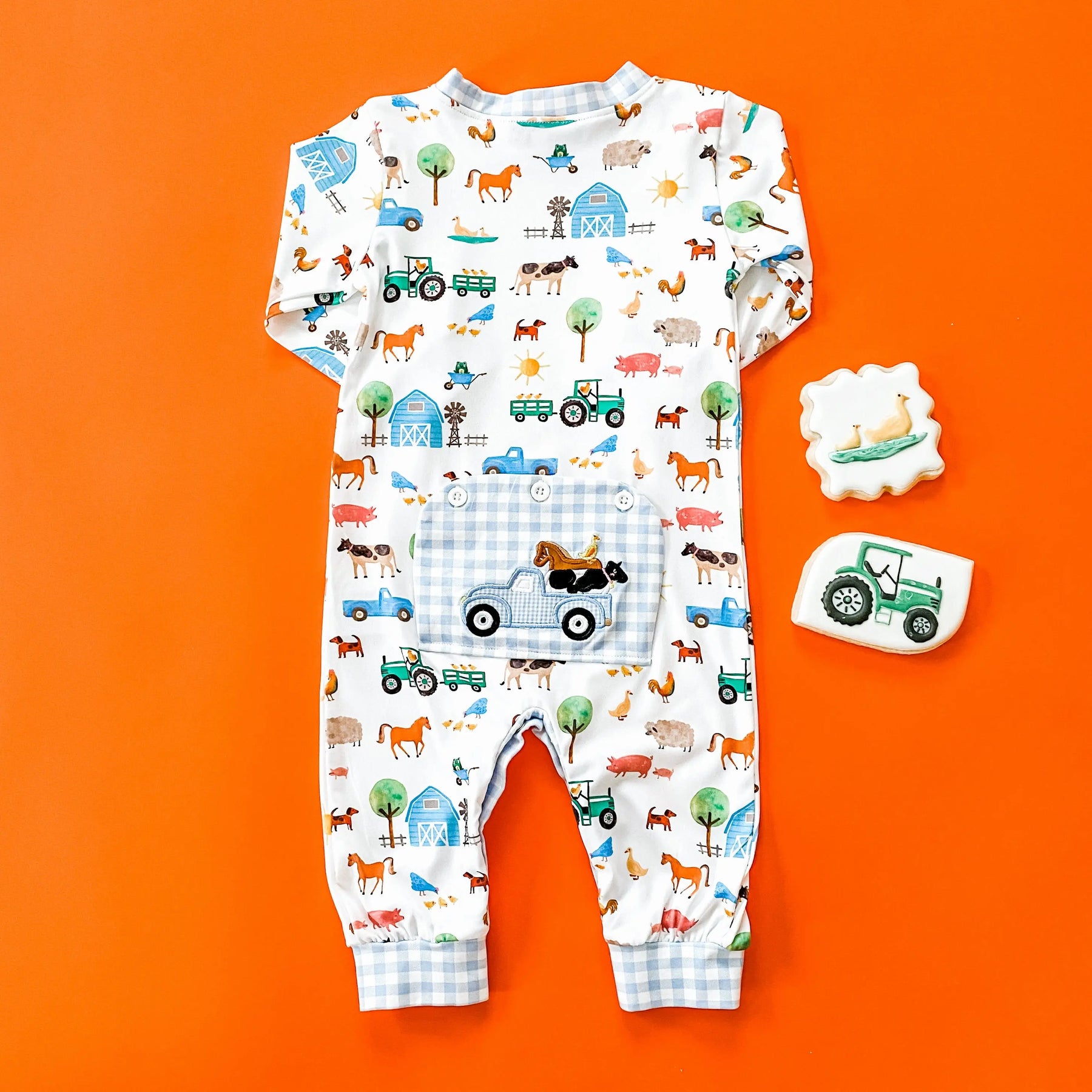 Farm Truck Romper by Seven Lantern Lane, Southern lifestyle apparel detail photo 5