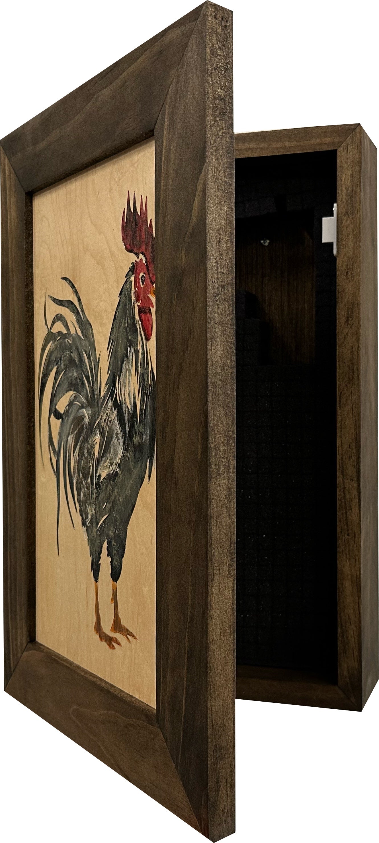 Farmhouse Rooster Gun Concealment Furniture - Handcrafted Hidden Gun Storage Wall Decor - Hidden Gun Shelf with Magnetic Lock for Quick Access by Bellewood Designs, Southern home